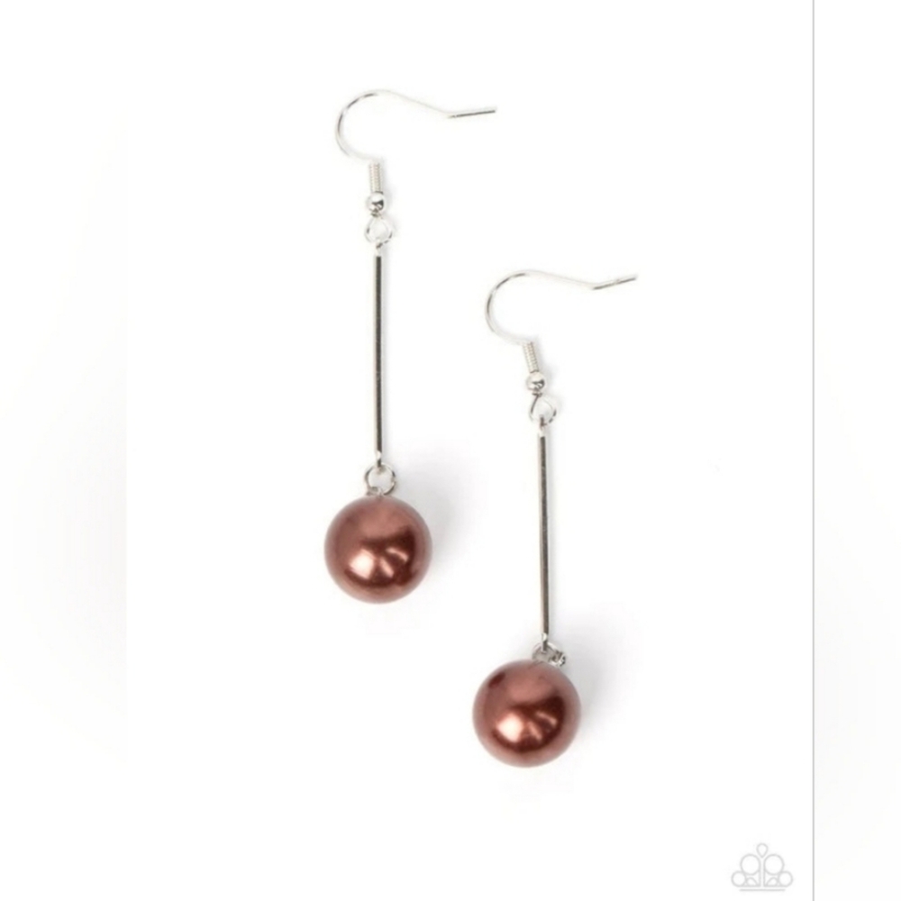 Pearl Redux Brown Earrings & Silver